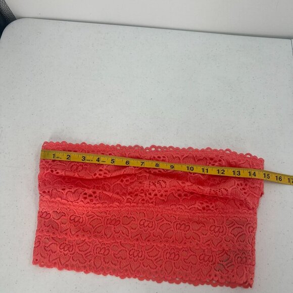 Aerie L Coral Lace Strapless Bandeau Bralette - Picture 6 of 9